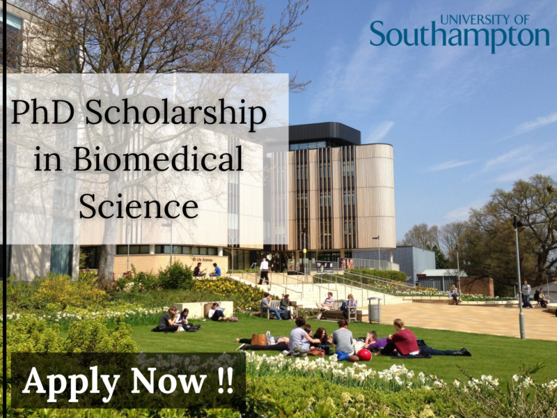 PhD Studentship in Biomedical Science at the University of Southampton